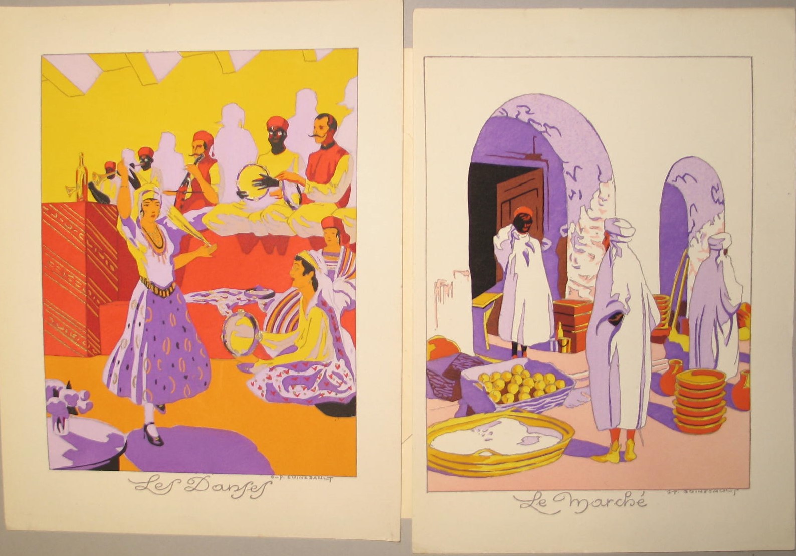 GUINESAULT (G. P.) a pair of gouache Moroccan scenes, 10 x 7 inches, u/f.