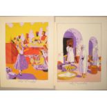 GUINESAULT (G. P.) a pair of gouache Moroccan scenes, 10 x 7 inches, u/f.