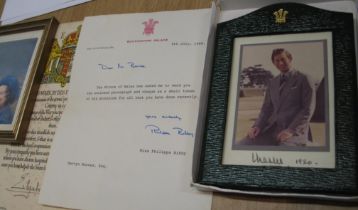 [ROYALTY] signed photograph of PRINCE CHARLES, 1980, in contemp. leather frame by Jarrolds, with