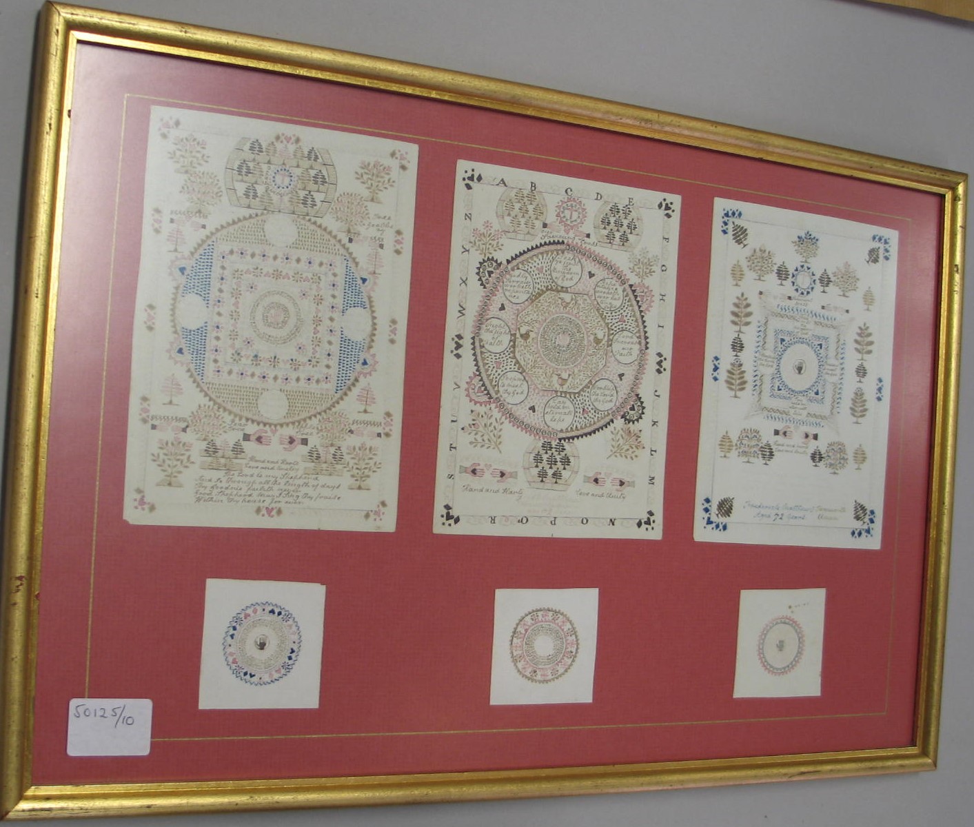 FREDERICK MATTHEWS, a group of watercolour designs in the manner of samplers, done whilst a resident