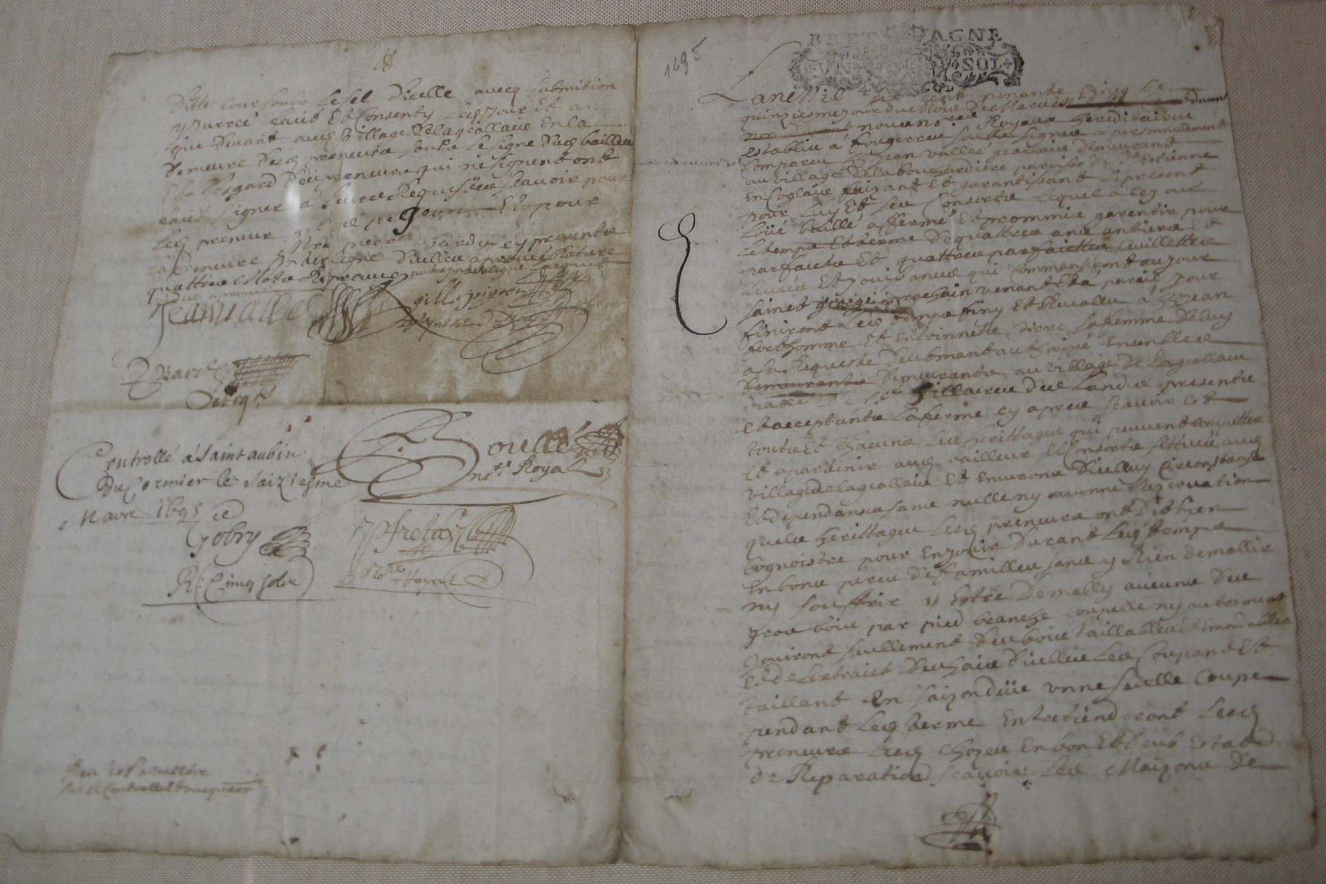 [BRITTANY] a signed French ms. legal document, 4pp., dated 1695, f. & g., 10 x 14 inches [I] (1).