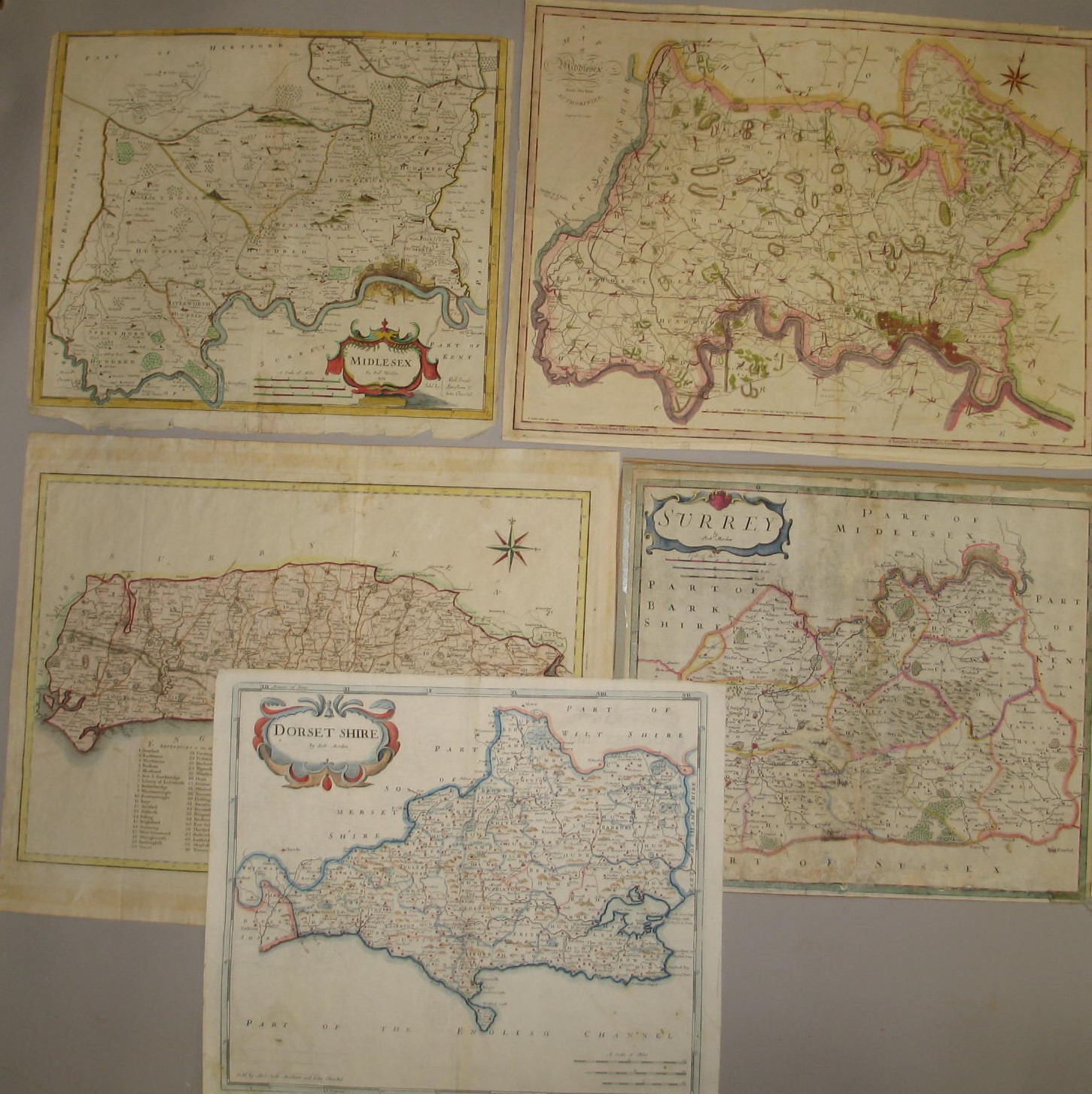 [MAPS] MORDEN, Dorsetshire; [and] Middlesex; [and]Surrey; CARY, A Map of Middlesex [and] A Map of