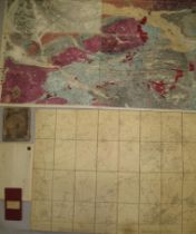 [MAPS] large scale folding linen-backed GEOLOGICAL Map centring on STIRLING, 38 x 47 inches h-col'