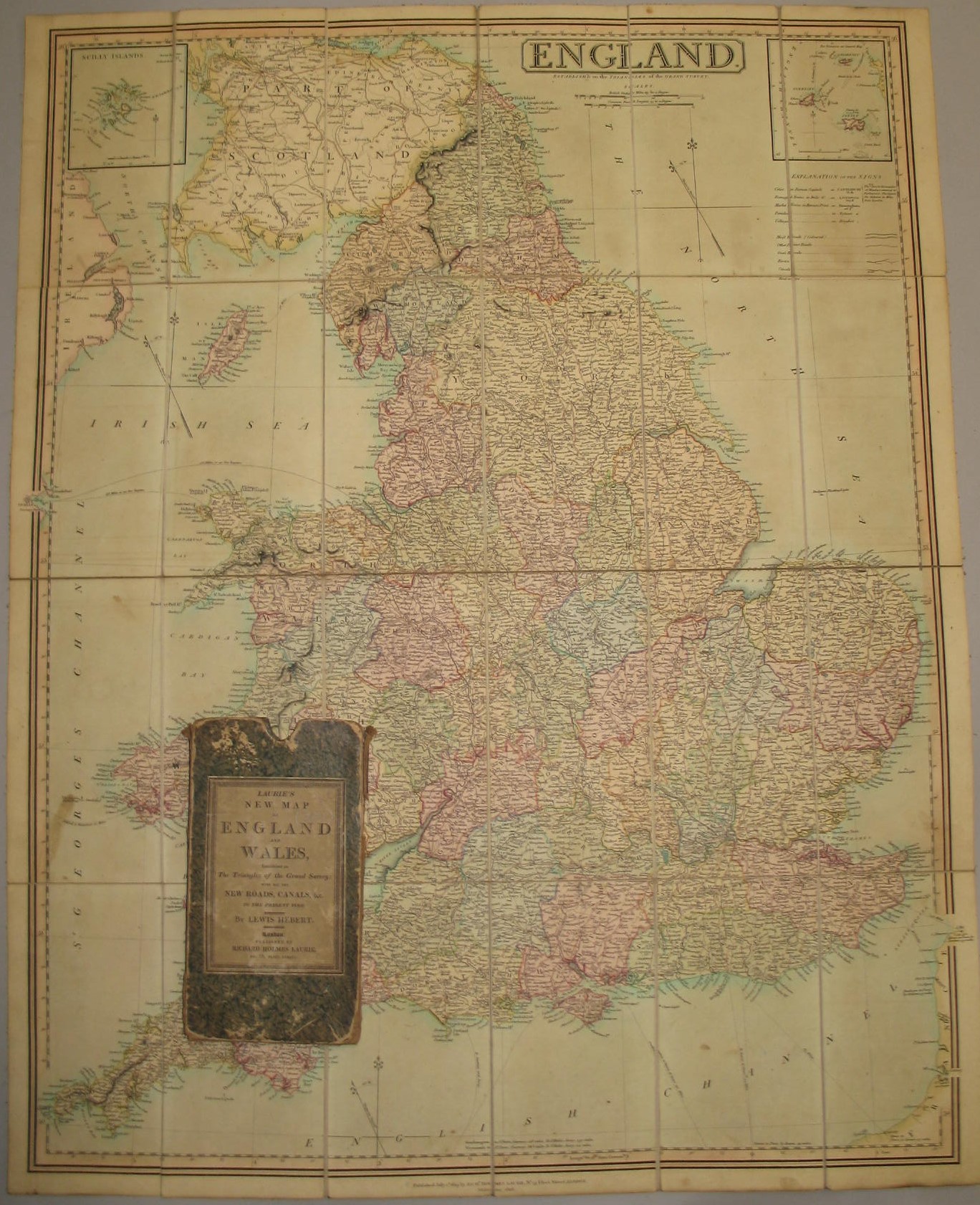 [MAP] Laurie's New Map of England & Wales," folding h-col'd linen-backed map, slipcase, 31.5 x 25