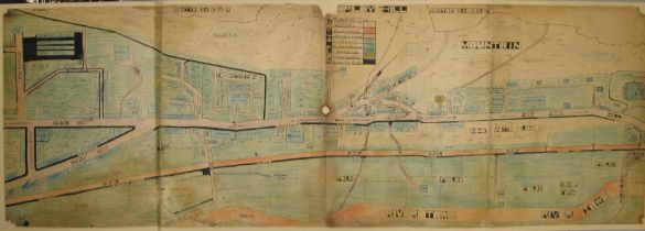[SWANSEA VALLEY] ms. & col. ink wash MAP of the Swansea Valley, East of Pontardawe, backed on