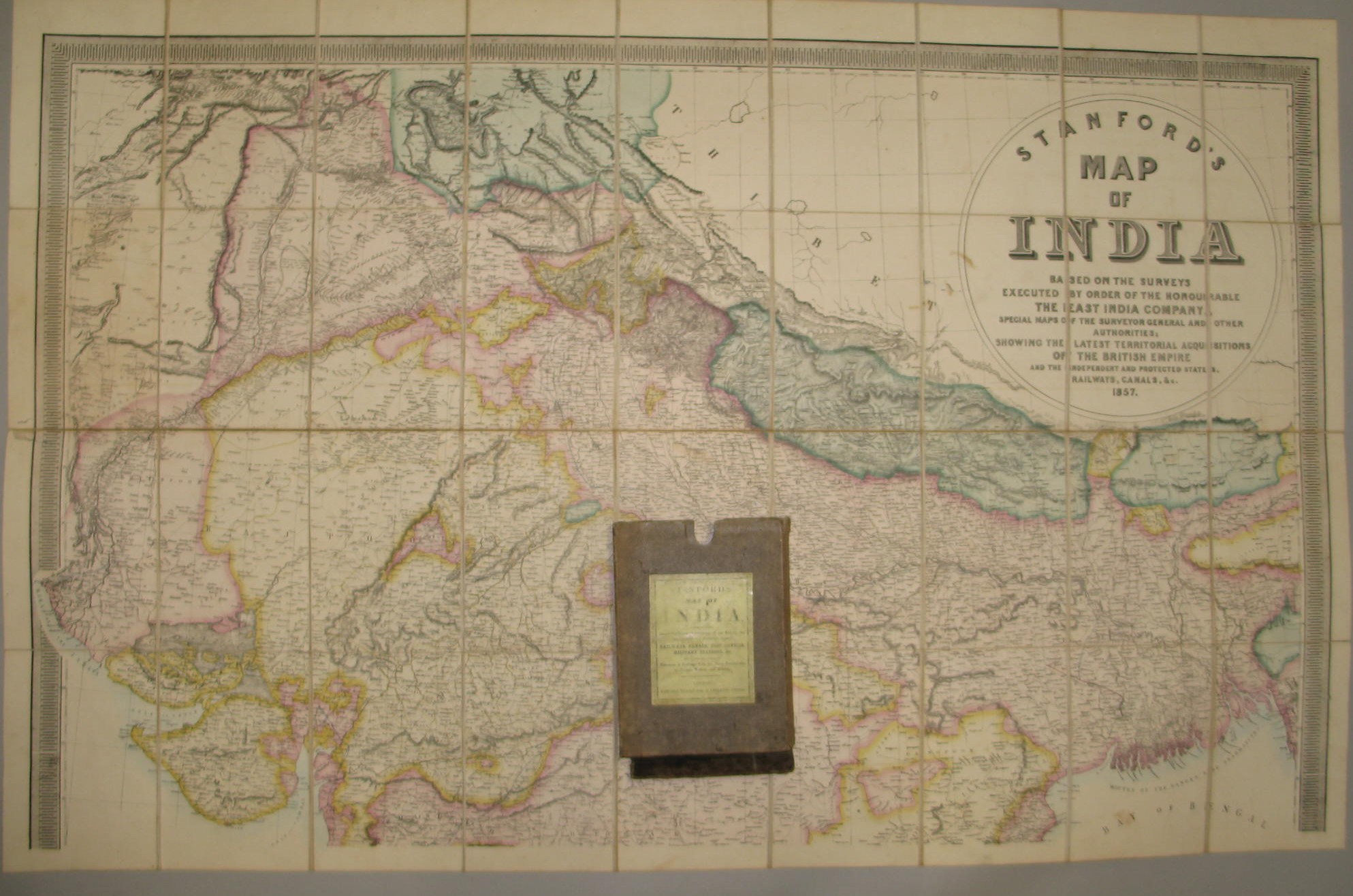 [MAP / INDIA] "STANFORD'S Map of India, based on the Surveys...", h-col'd sectioned litho map on 2