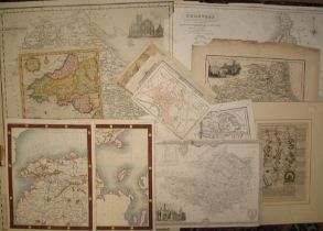 [MAPS] 14 maps comprising: Lincolnshire; Cornwall; Durham; Pembroke; Cardiganshire; Somersetshire;