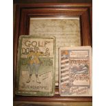 Drunkeness, a ms. writing exercise by James Cutts, 1848, f. & g.; a cookery pamphlet and a golf book