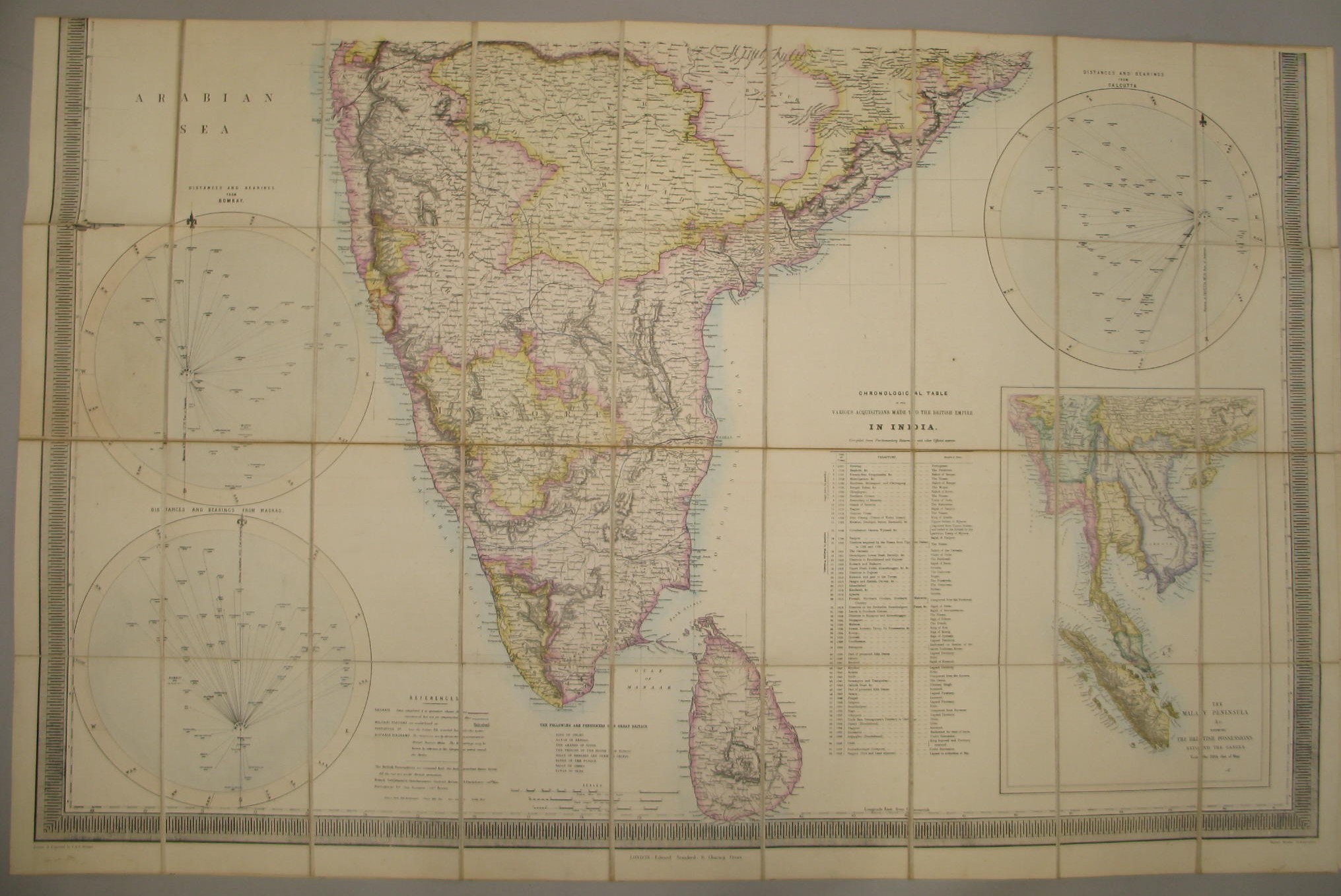 [MAP / INDIA] "STANFORD'S Map of India, based on the Surveys...", h-col'd sectioned litho map on 2 - Image 2 of 2