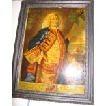[PRINT] reverse glass print portrait of George, Lord Anson, of the Admiralty, 14 x 10 inches [I], f.