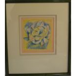 Dennis Hawkins modernist crayon drawing of a rose 43cm by 51cm