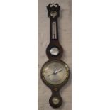 19th century banjo barometer with swan neck pediment maker Joseph Chiesa Liverpool Ht 97cm