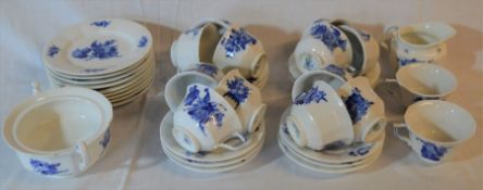 Part Royal Copenhagen blue & white tea service comprising 14 cups, 12 saucers, 9 plates, milk