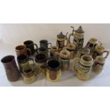 Selection of German steins and other tankards
