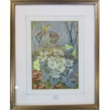 Fanny Jane Bayfield (fl 1872-1897) framed watercolour 'Primroses' signed top right corner 44 cm x 36