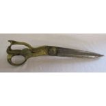 Pair of T Wilkinson & Son brass handled tailor's scissors L 40 cm