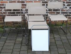 4 tubular steel chairs & a mirror