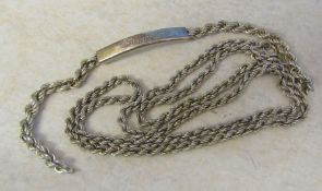Sterling silver rope chain necklace and silver identity bracelet 'Elisabeth' total weight 39.5 g /