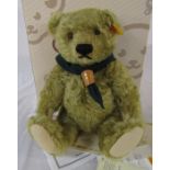 Steiff and Danbury Mint Scouts Centenary bear, mohair, H 25 cm complete with box and certificate