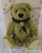 Steiff and Danbury Mint Scouts Centenary bear, mohair, H 25 cm complete with box and certificate