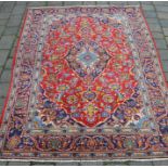 Fine woven Persian kashan rug with traditional medallion design approx 193cm by 236cm