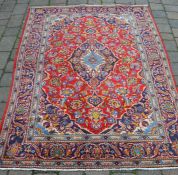 Fine woven Persian kashan rug with traditional medallion design approx 193cm by 236cm