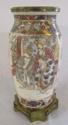 Japanese satsuma vase with brass / gilt metal mounts H 32.5 cm