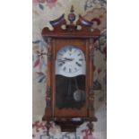 C Wood & Sons 31 day wall clock (missing bottom finial) L 72 cm