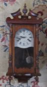 C Wood & Sons 31 day wall clock (missing bottom finial) L 72 cm