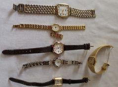 5 Rotary watches (4 x ladies 1 x gents), 1 Seiko watch & pocket watch marked "sterling"