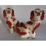 Pair of Staffordshire dogs H 30 cm (one with crack)