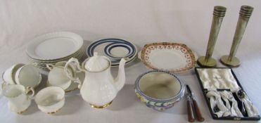 Various ceramics inc Poole, Royal Albert and Duchess & cased silver plate etc