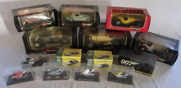 Selection of Burago cars, other die cast cars inc Corgi and die cast motorbikes