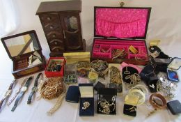 Large quantity of costume jewellery, watches and jewellery boxes etc