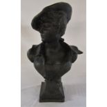 After M Dutrion - bronze effect bust 'La Canotiere par Dutrion' H 60 cm (chip to cap)