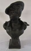 After M Dutrion - bronze effect bust 'La Canotiere par Dutrion' H 60 cm (chip to cap)