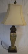 Large table lamp with a silk shade Ht 87cm