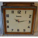 1920/30's Art Deco Vedette hanging clock with replacement works & hands 33cm by 33cm