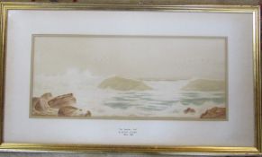 Julius Olsson (1864-1942) framed watercolour 'The Restless surf' 73 cm x 41 cm (size including