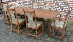 Ercol draw leaf dining table & 6 chairs including 2 carvers extending to 202cm by 92cm