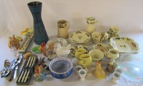 Various ceramics and silver plate etc inc Wilton ware, West German vase and Titian ware (2 boxes)
