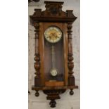 Late 19th/early 20th century Vienna regulator wall clock Ht 84cm