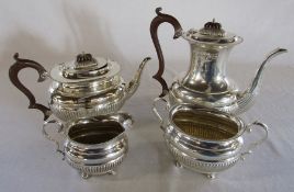 4 piece silver tea service Birmingham 1924 maker Alexander Clark & Co Ltd total weight including