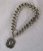 Silver curb chain bracelet Birmingham hallmark with silver fob Birmingham 1909 total weight 89 g /