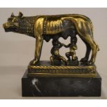 Bronze effect figurine of Romulus & Remus H 17cm  (af)