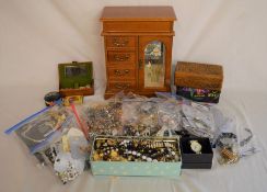 Large quantity of costume jewellery, watches, jewellery boxes etc