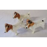 3 Beswick Jack Russell terriers L 9 cm