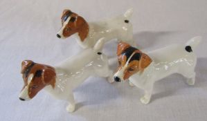 3 Beswick Jack Russell terriers L 9 cm