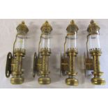 4 GWR brass railway carriage lamps H 35 cm