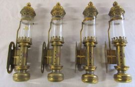 4 GWR brass railway carriage lamps H 35 cm